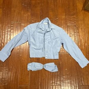 Sandro blue button up crop top
